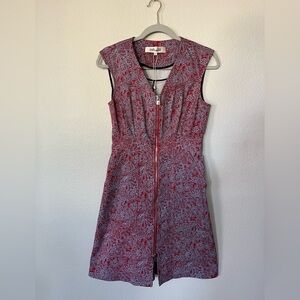 Diane Von Furstenberg Sleeveless Red & Blue Floral Mini Dress Women’s Size 2